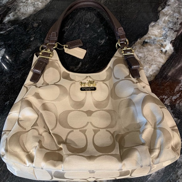 Bags | Coach Maggie 18762 Signature C Khaki Handbag | Poshmark
